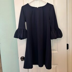 Elegant Navy Blue Dress Puff 3/4 Sleeves